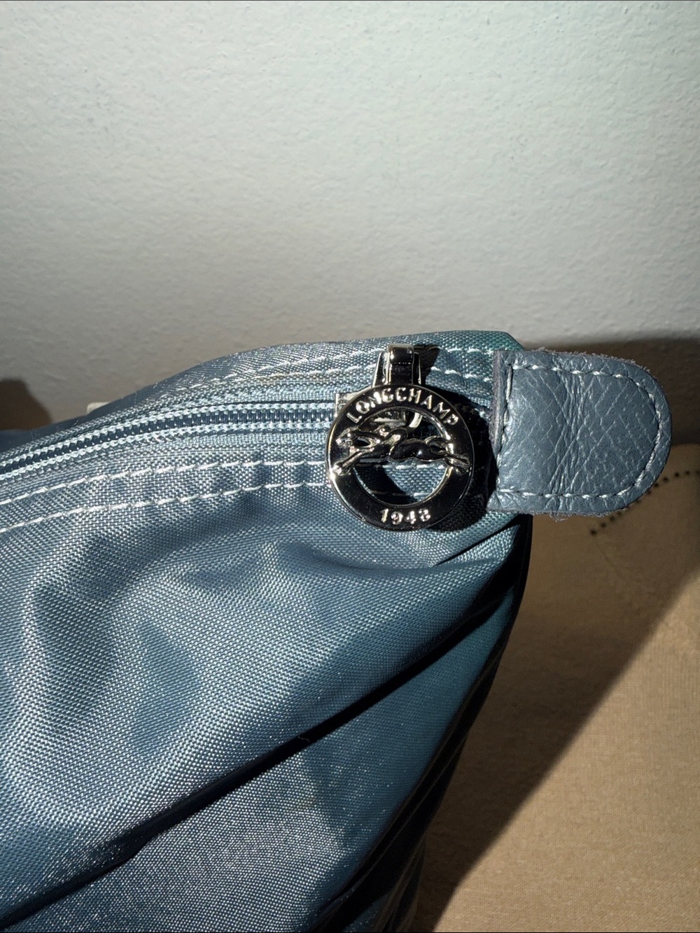 Longchamp Blue Embroidered Patches Nylon and Leather Le Pliage Tote - Picture 5 of 14
